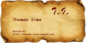 Thomas Irma névjegykártya