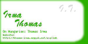 irma thomas business card